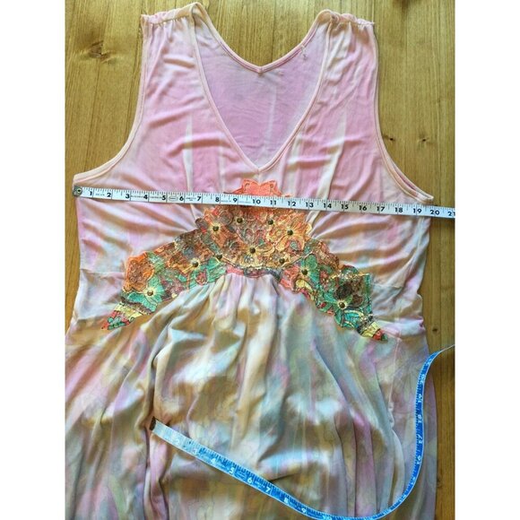 Boho Fairy pastel Maxi Dress Floral Accents Asymmetrical Flowy Hem Size XL - Picture 10 of 12